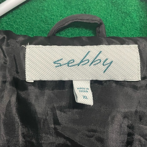 Sebby Emerald Green Pea Coat with Black Leather Accents XL - Picture 4 of 13